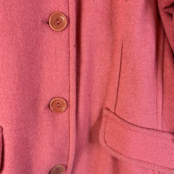 Vintage 90s Alpaca Cardigan Sweater Coat Pink Distressed - Picture 4 of 10